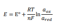 معادله نرنست :E=E0+RT/nF ln aox/ared